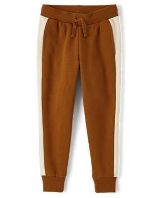 Boys Side Stripe Fleece Jogger Pants