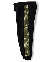 Boys Camo Side Stripe Premium Fleece Jogger Pants