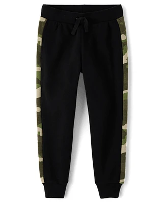 Boys Camo Side Stripe Premium Fleece Jogger Pants