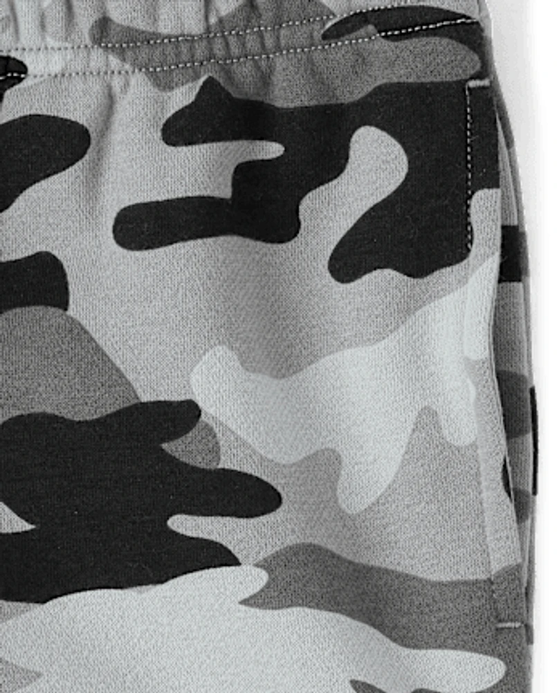 Boys Camo Fleece Cargo Jogger Pants