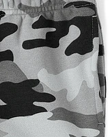 Boys Camo Fleece Cargo Jogger Pants