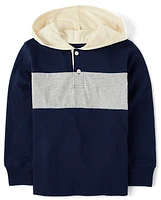 Boys Colorblock Henley Hooded Top