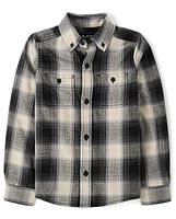 Chemise boutonnée en flanelle à carreaux pour garçon