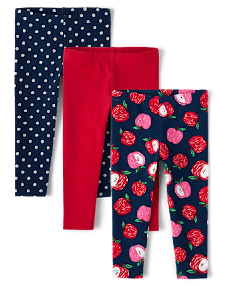 Toddler Girls Apple Leggings 3-Pack