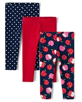 Toddler Girls Apple Leggings 3-Pack