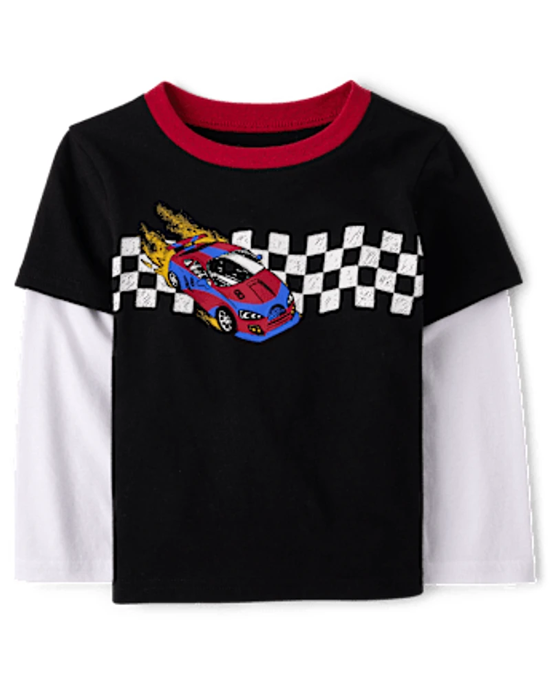 Baby And Toddler Boys Racecar Layered Top