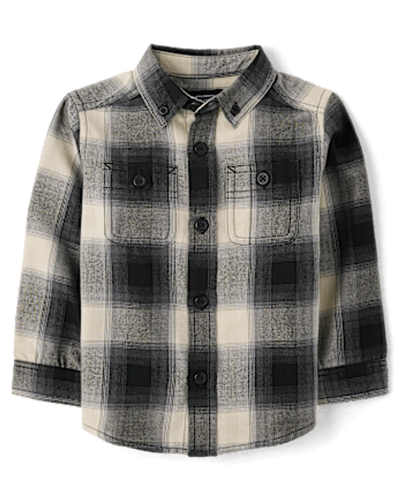 Baby And Toddler Boys Dad Me Plaid Flannel Button Up Shirt