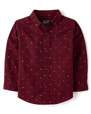 Baby And Toddler Boys Print Poplin Button Up Shirt