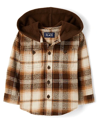 Baby And Toddler Boys Plaid Flannel Hooded Top