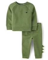 Baby And Toddler Boys Dino Fleece 2-Piece Outfit Set