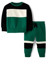 Baby And Toddler Boys Colorblock Fleece 2-Piece Outfit Set