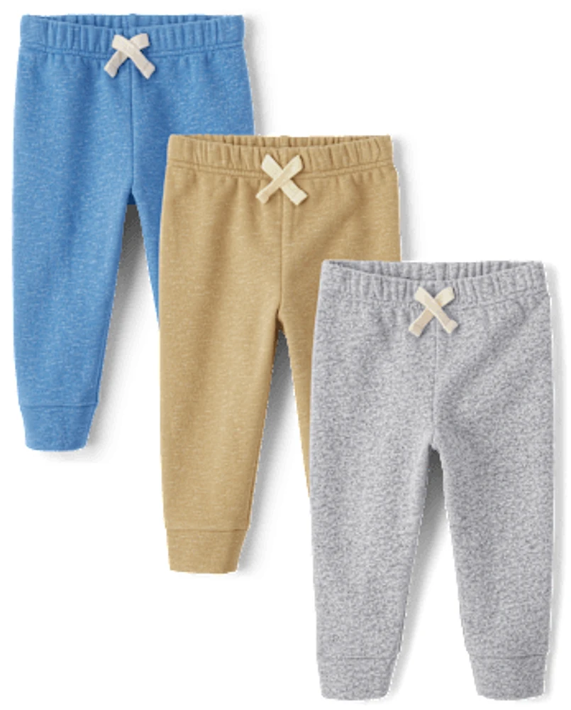 Baby And Toddler Boys Fleece Jogger Pants 3-Pack