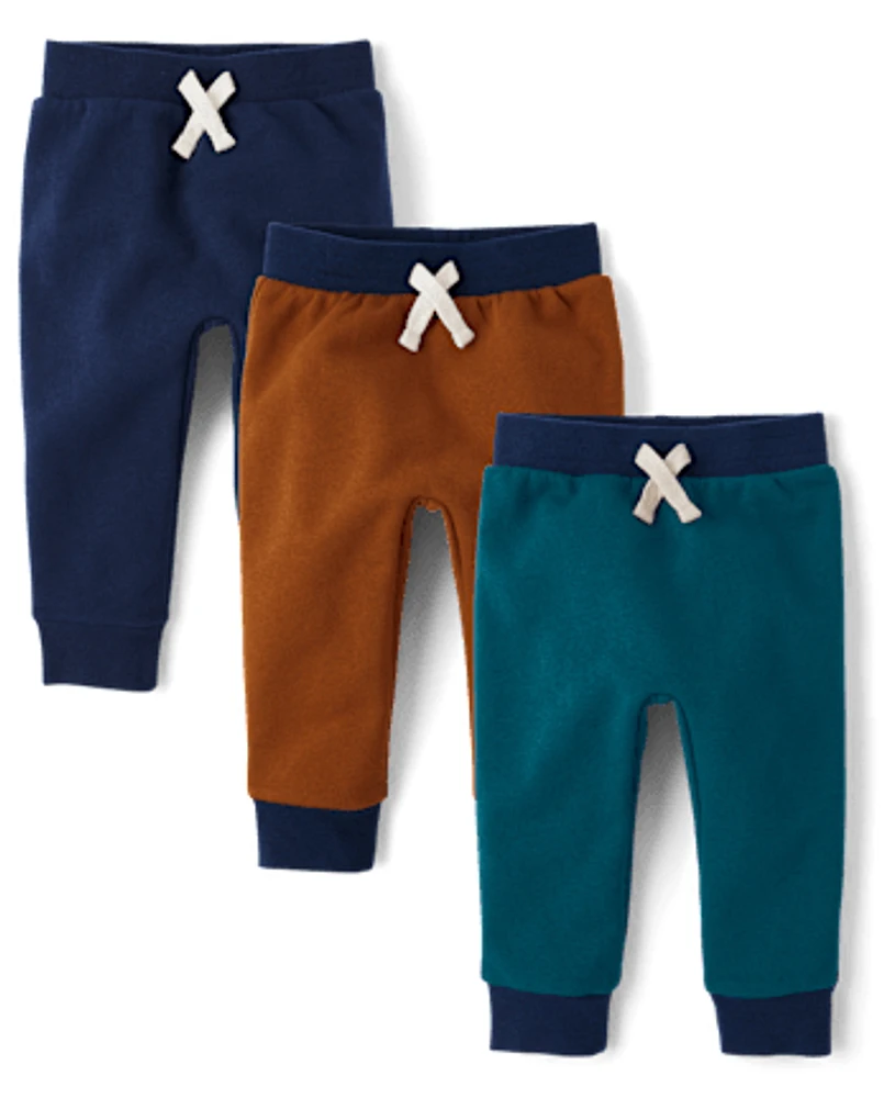 Baby And Toddler Boys Fleece Jogger Pants 3-Pack