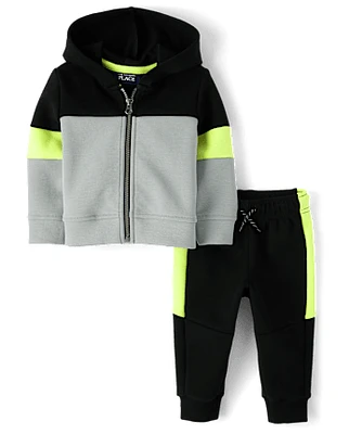 Baby And Toddler Boys Colorblock Scuba 2-Piece Outfit Set