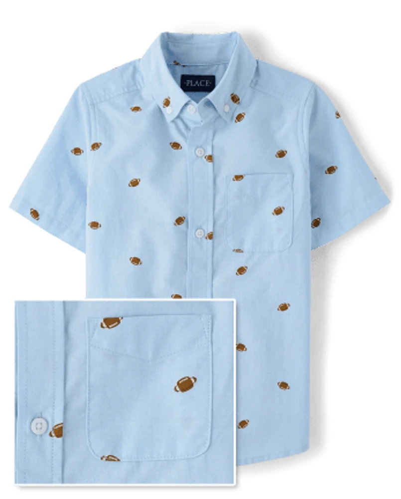 Boys Football Poplin Button Up Shirt