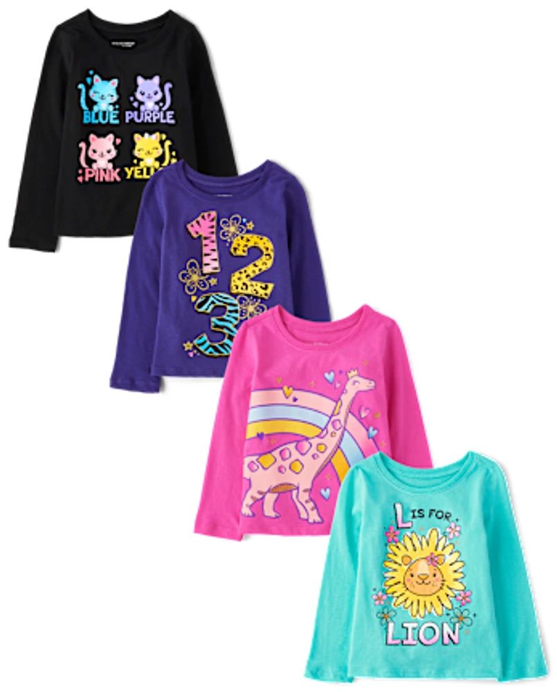 Baby And Toddler Girls Education Graphic Tee 4-Pack