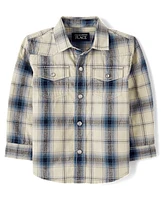 Baby And Toddler Boys Plaid Poplin Snap Front Shirt