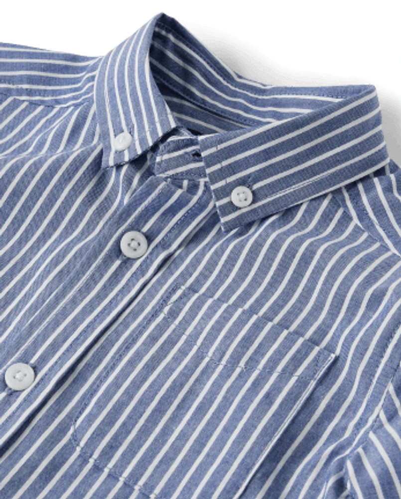 Baby And Toddler Boys Striped Poplin Button Up Shirt