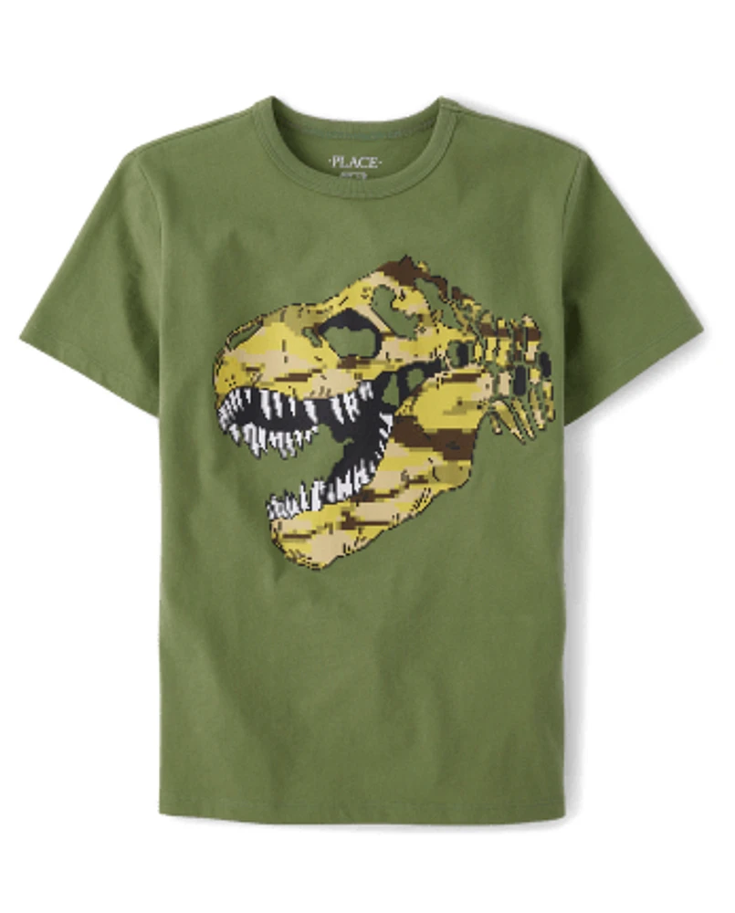 Boys Camo Dino Graphic Tee