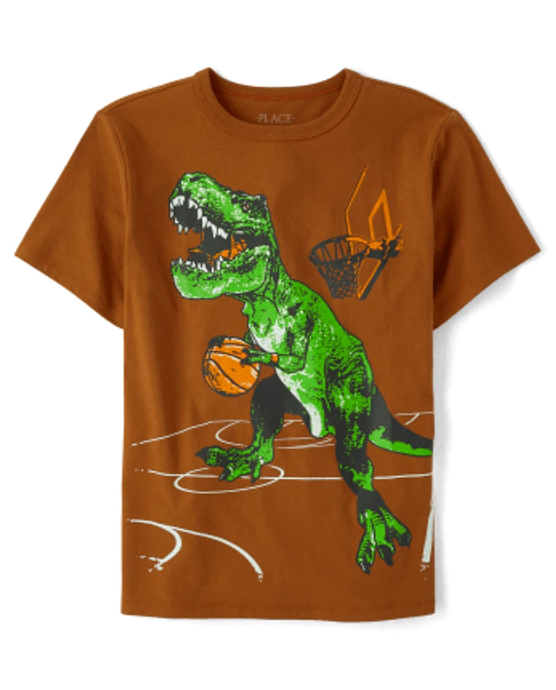 Boys Dino Basketball Graphic Tee