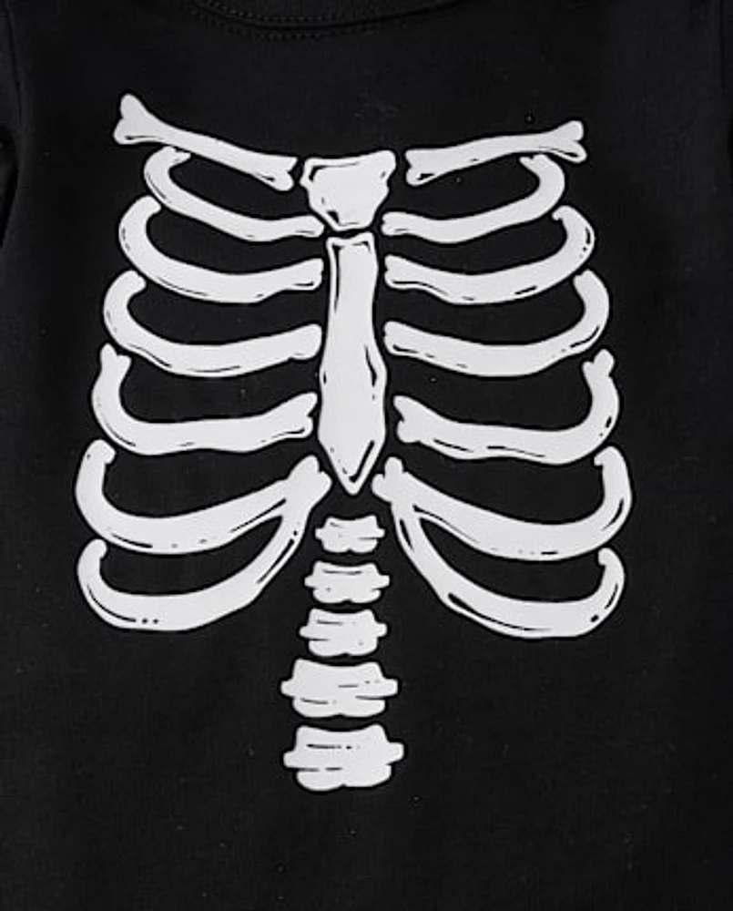 Body unisexe Bébé Famille assorti phosphorescent Skeleton imprimé