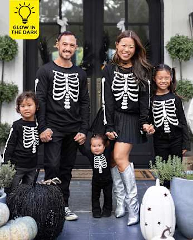 Body unisexe Bébé Famille assorti phosphorescent Skeleton imprimé