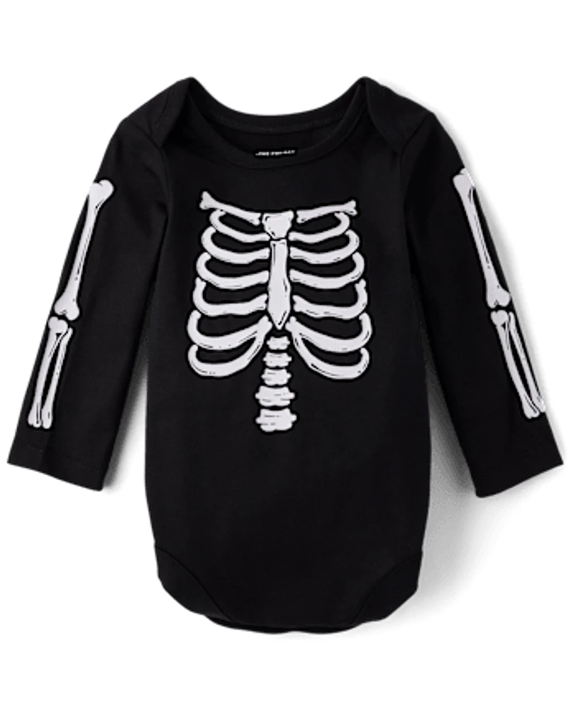 Unisex Baby Matching Family Glow Skeleton Graphic Bodysuit