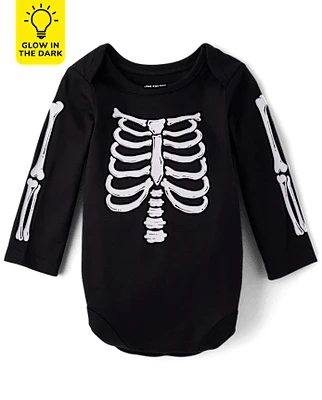 Unisex Baby Matching Family Glow Skeleton Graphic Bodysuit