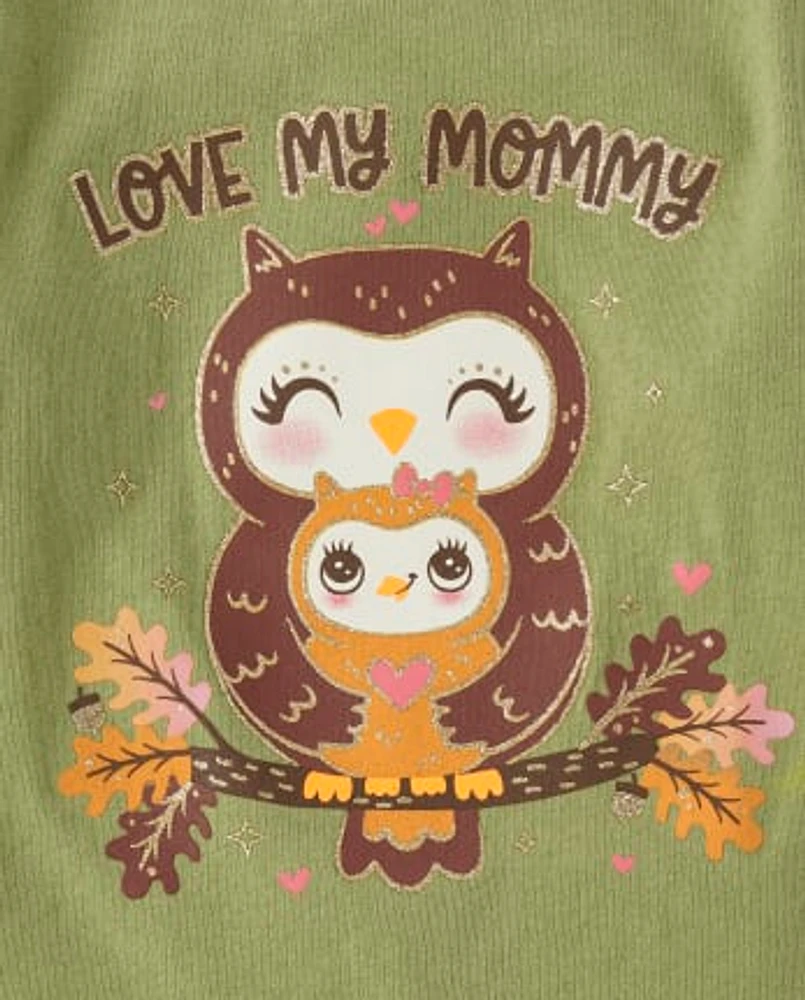 Baby And Toddler Girls Owl Graphic Tee
