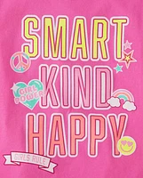 Girls Smart Kind Happy Graphic Tee