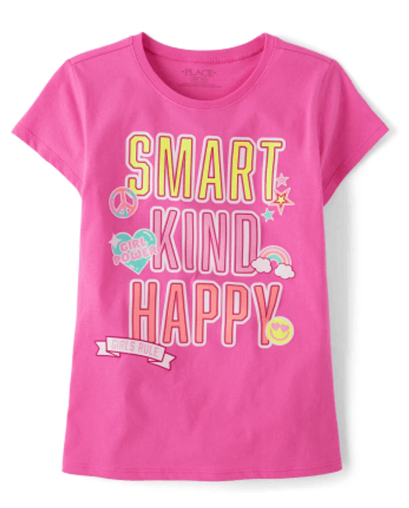 Girls Smart Kind Happy Graphic Tee