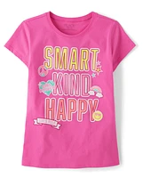 Girls Smart Kind Happy Graphic Tee