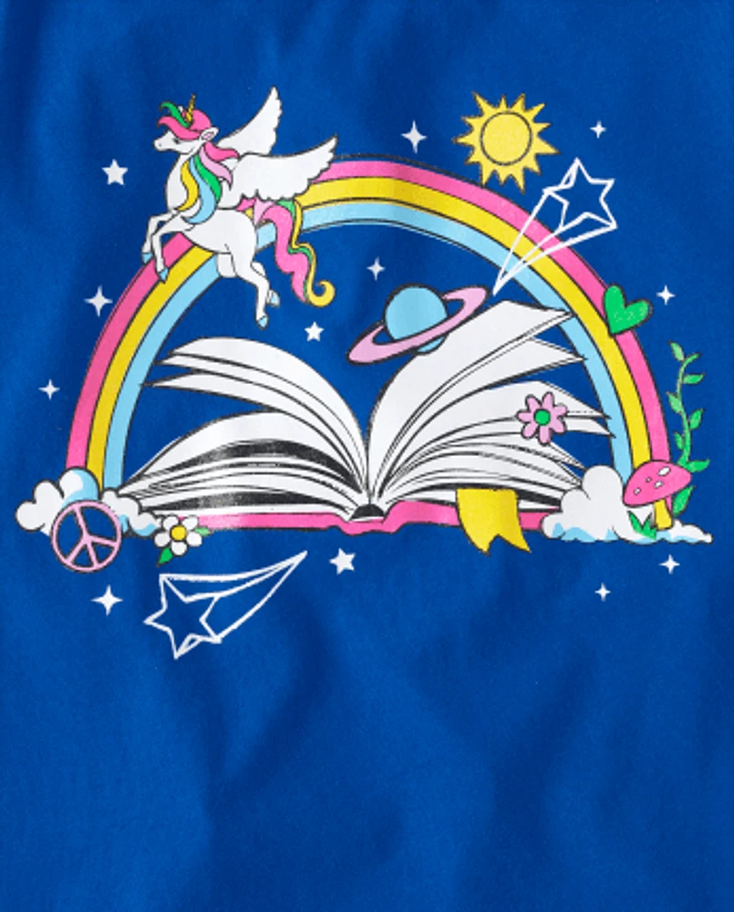 Girls Unicorn Book Graphic Tee