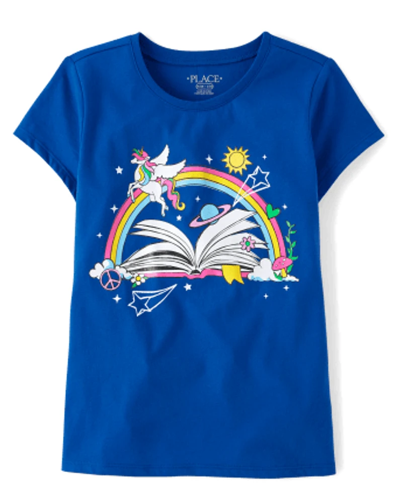 Girls Unicorn Book Graphic Tee