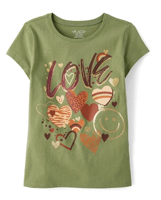 Girls Love Heart Graphic Tee