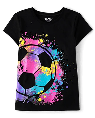 Girls Soccer Ball Graphic Tee