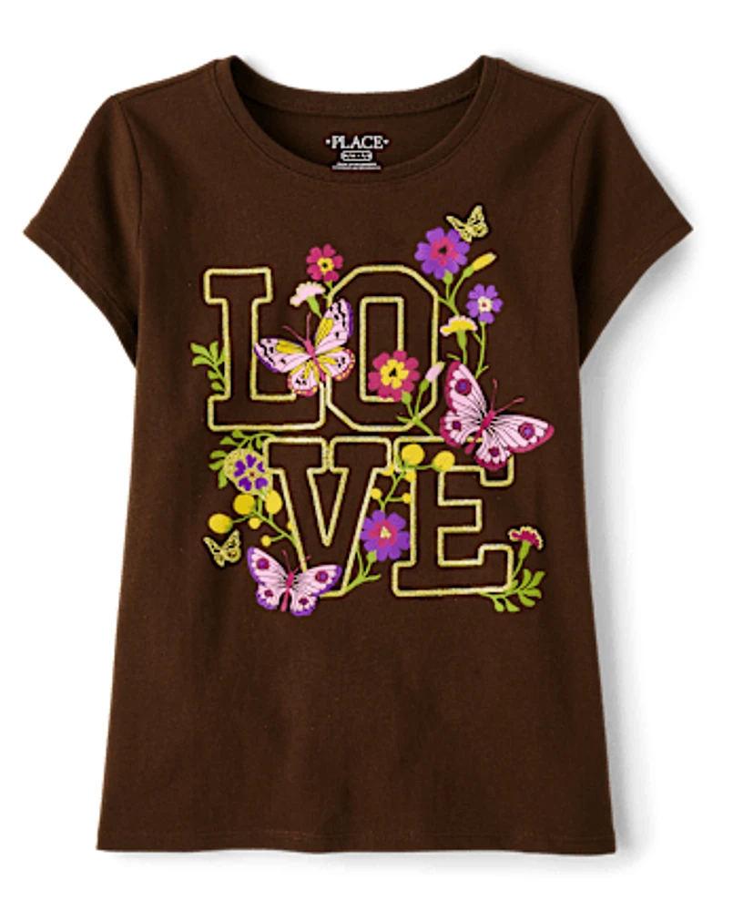 Girls Love Butterfly Graphic Tee
