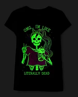 Girls Glow Skeleton Girl Graphic Tee