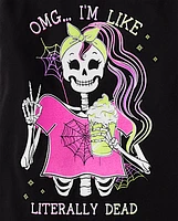 Girls Glow Skeleton Girl Graphic Tee