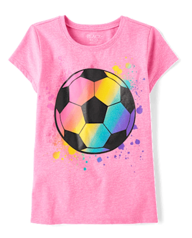 Girls Soccer Ball Graphic Tee