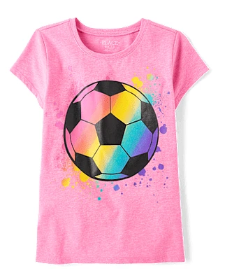 Girls Soccer Ball Graphic Tee