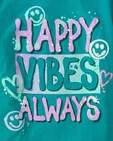 Girls Happy Vibes Always Graphic Tee