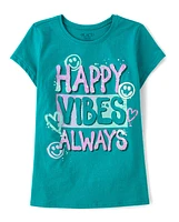 Girls Happy Vibes Always Graphic Tee