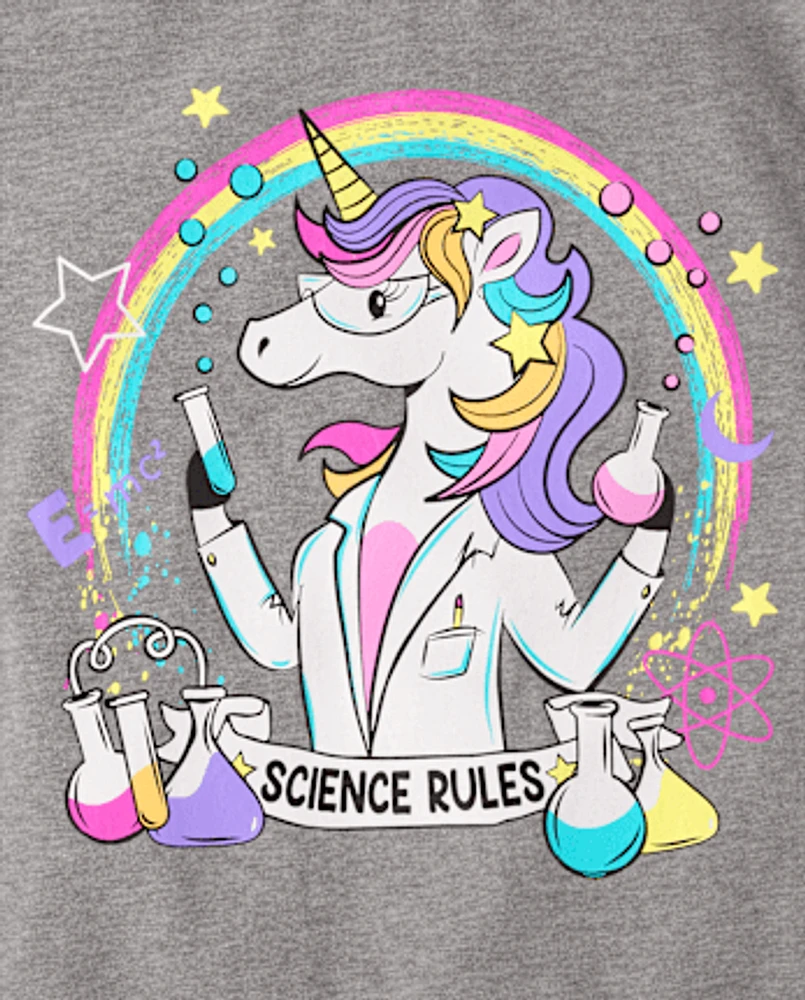 Girls Unicorn Scientist Graphic Tee