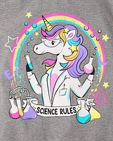 Girls Unicorn Scientist Graphic Tee