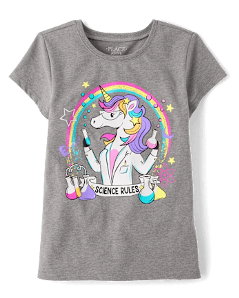 Girls Unicorn Scientist Graphic Tee