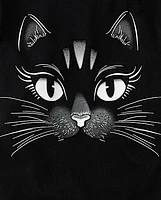 Girls Glow Black Cat Graphic Tee