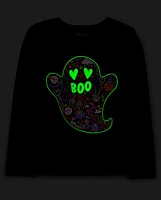 Girls Glow Ghost Boo Graphic Tee