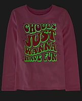 Girls Glow Ghouls Fun Graphic Tee