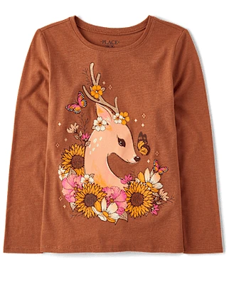 Girls Deer Graphic Tee